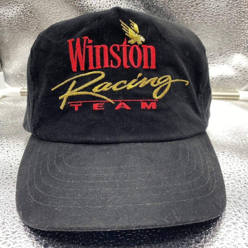 Winston Racing Team Hat Mens OSFA Black Snapback Vintage Nascar Tobacco‎
